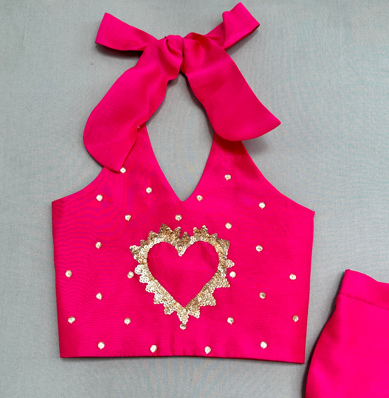 Halter neck Co-ord Set with Sequin Embroidery