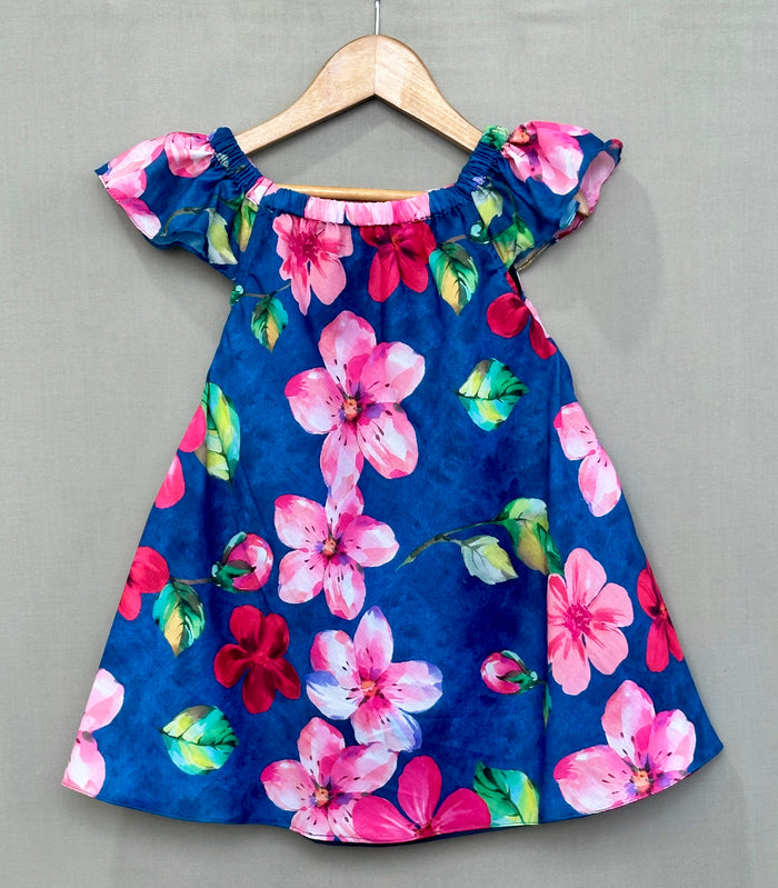 Navy Floral Printed Dress