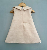 Jute Linen Dress with Floral Applique