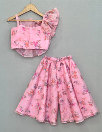 3D Organza Flower Top with Palazzo