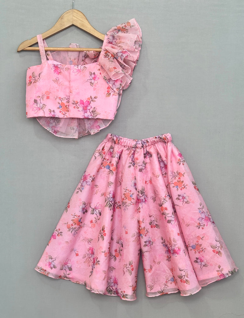 3D Organza Flower Top with Palazzo