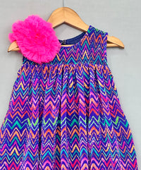 Multicolour Pleated Crush Chevron Dress