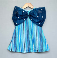 Knitted Striped Dress with Big Organza Bow
