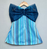 Knitted Striped Dress with Big Organza Bow