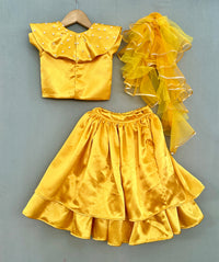 Golden Yellow Lehenga Set with Pearl & Sequin Embroidery