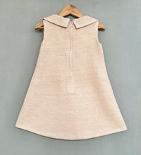 Jute Linen Dress with Floral Applique