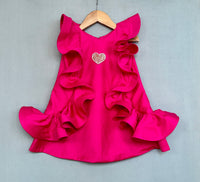Ruffle Heart Embroidered Dress
