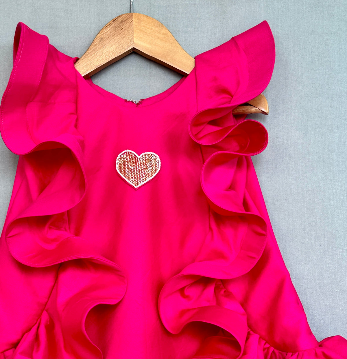 Ruffle Heart Embroidered Dress