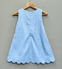Denim Shimmer Dress with Silver Bow
