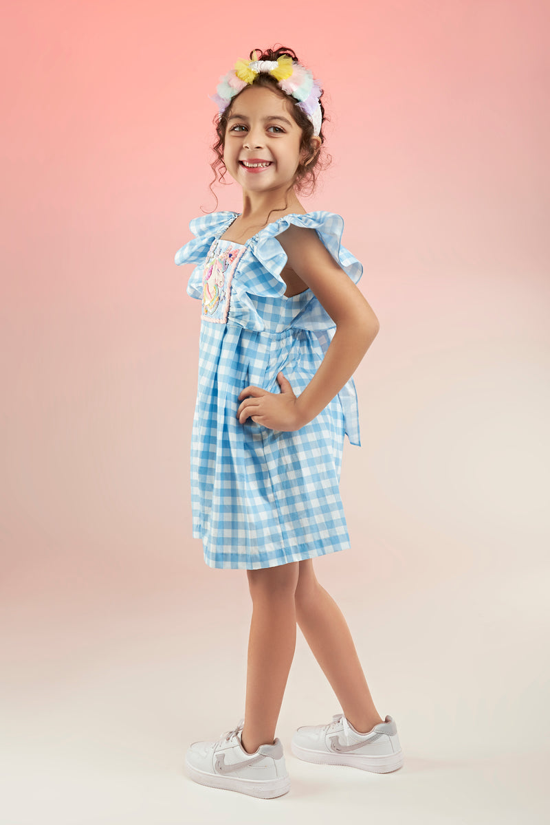 Roll Me Unicorn Embroidered Printed Playsuit Kids