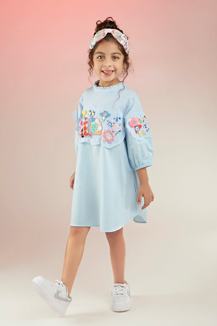 Fly High Embroidered Dress Mini For Kids