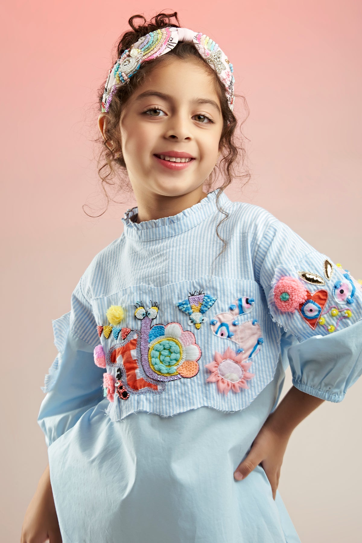 Fly High Embroidered Dress Mini For Kids