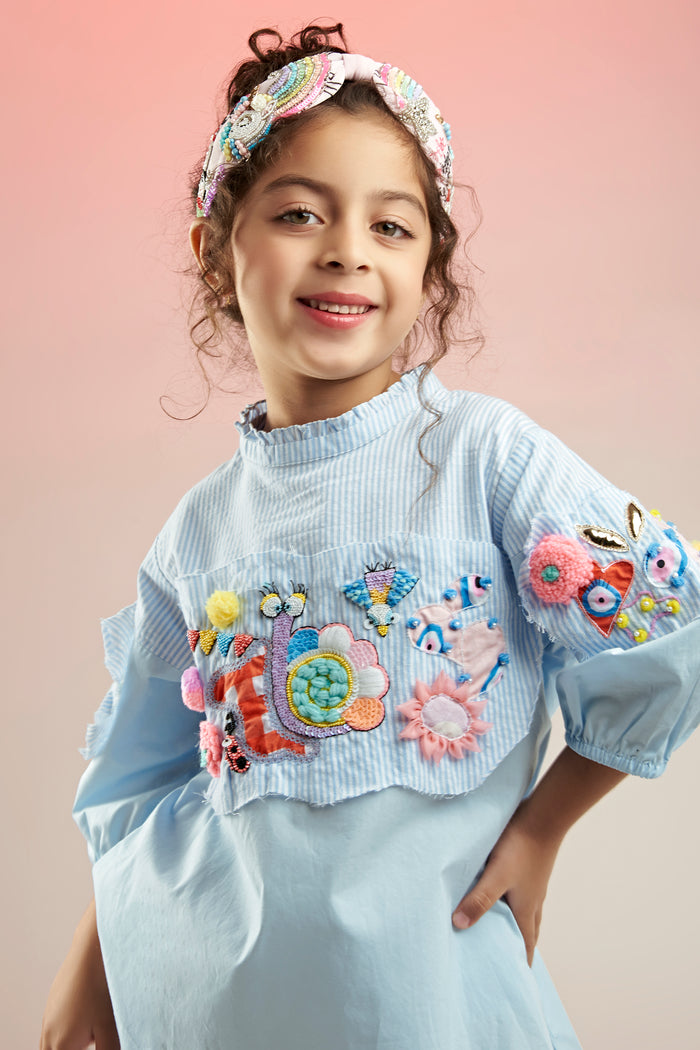Fly High Embroidered Dress Mini For Kids
