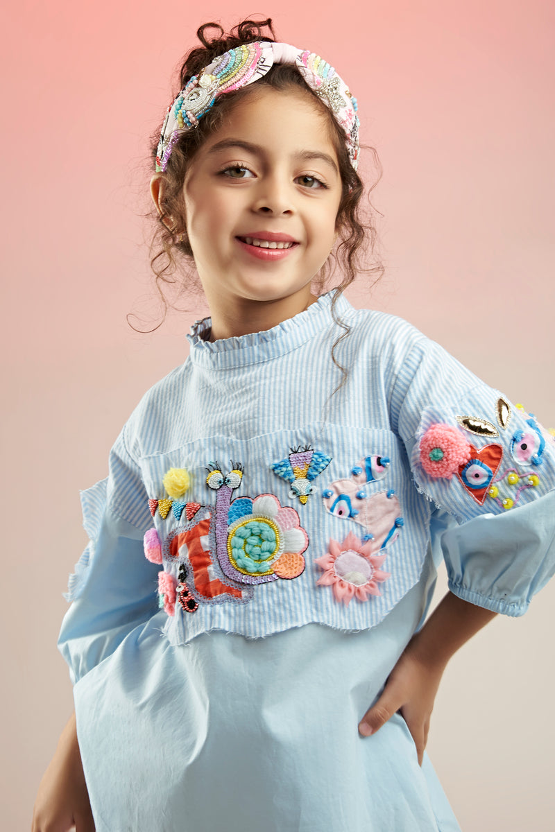 Fly High Embroidered Dress Mini For Kids