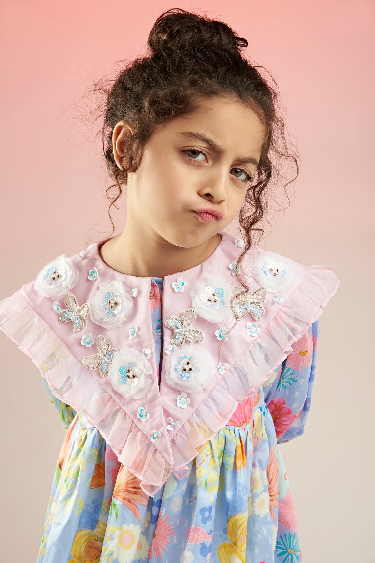 Dandy Bloom Embroidered Printed Baby Doll Dress Kids