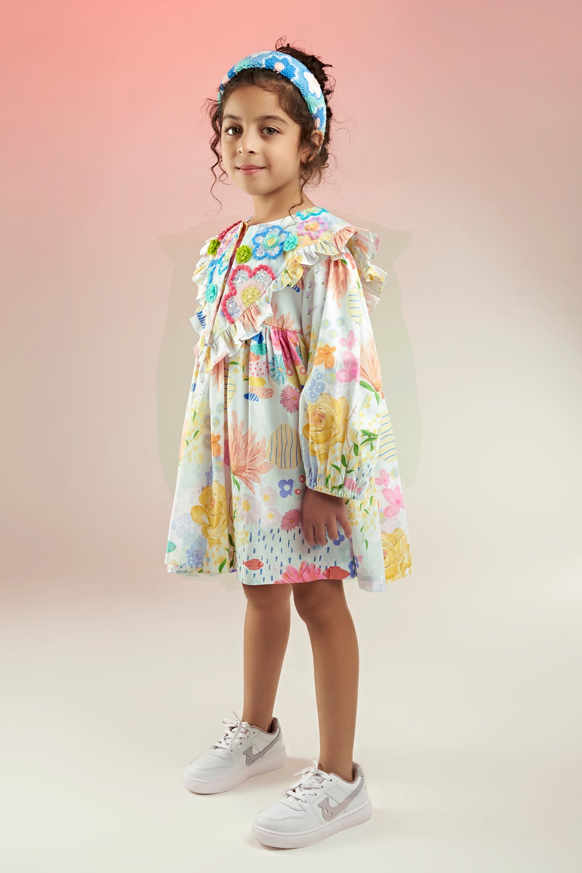 Flutter Bloom Embellished Printed Baby Doll Kids Dress