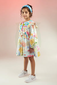 Flutter Bloom Embellished Printed Baby Doll Kids Dress