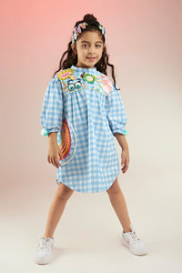 KEWT Gingham Embroidered Printed Dress Mini Kids