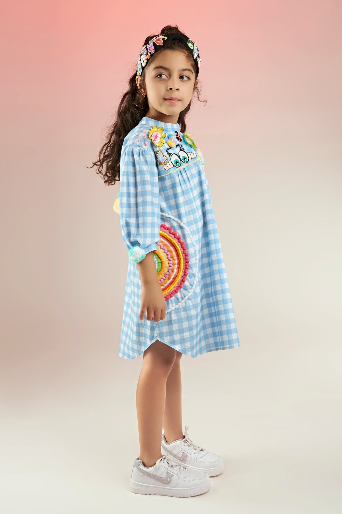 KEWT Gingham Embroidered Printed Dress Mini Kids
