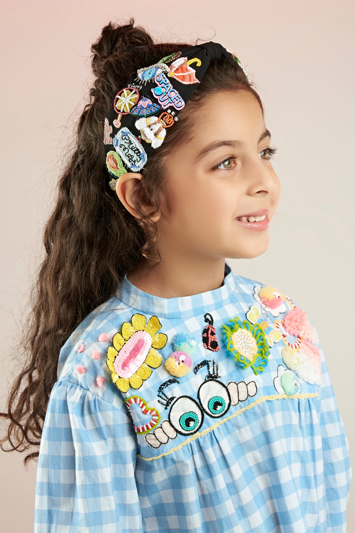 KEWT Gingham Embroidered Printed Dress Mini Kids