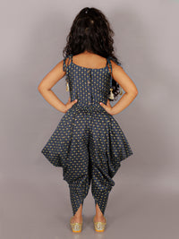 Fusion Fair Girls Navy Crop Top With Dhoti Co-ordinate Set