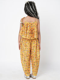 Golden Weaves Yellow Crop Top With Dhoti Co Ordinate Set