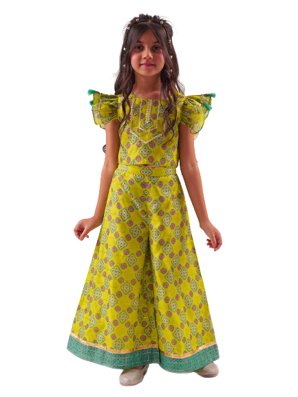 Rangoli Crop Top With Palazzo Co Ordinate Set
