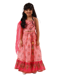 Rangoli Girls Pink Embroidered Lehenga Choli Set