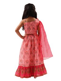 Rangoli Girls Pink Embroidered Lehenga Choli Set