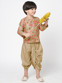 Golden Weaves Boys Beige Kurta With Dhoti Set