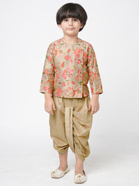 Golden Weaves Boys Beige Kurta With Dhoti Set