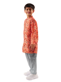 Rangoli Boys Orange Kurta With Pyjama Set