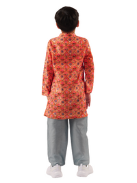 Rangoli Boys Orange Kurta With Pyjama Set