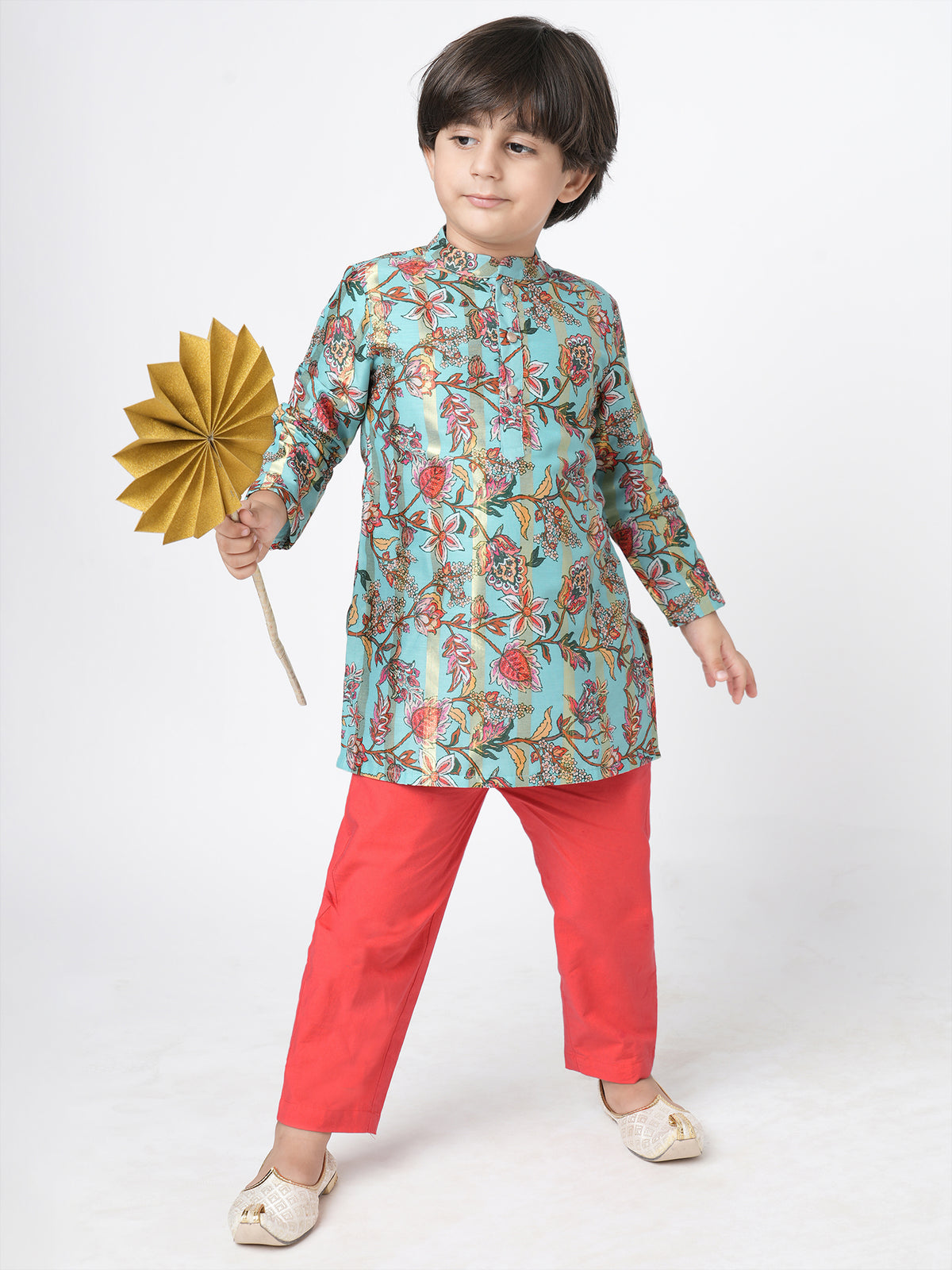 Golden Weaves Blue Kurta With Pant Set