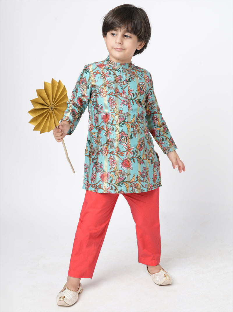Golden Weaves Blue Kurta With Pant Set