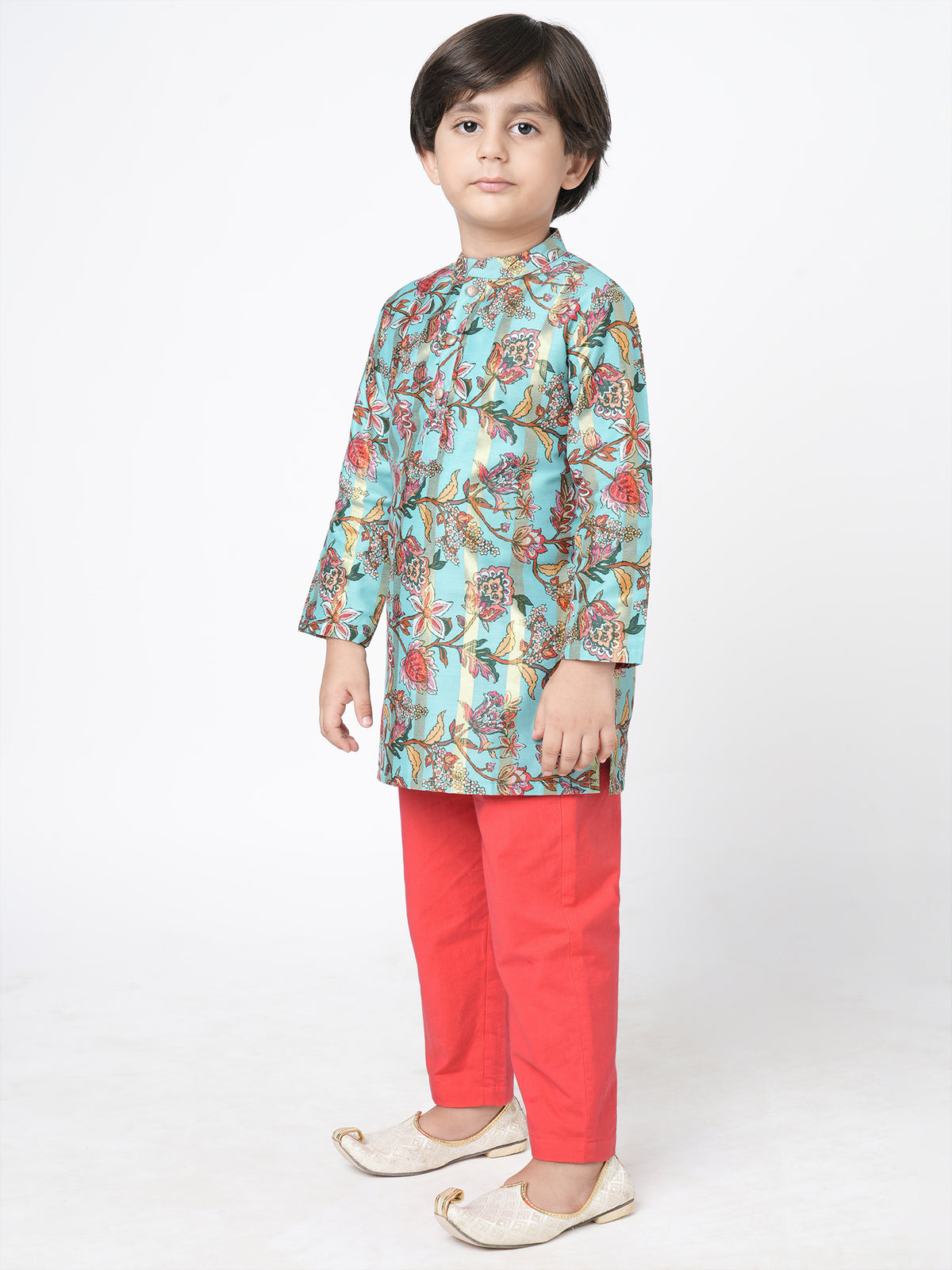 Golden Weaves Blue Kurta With Pant Set