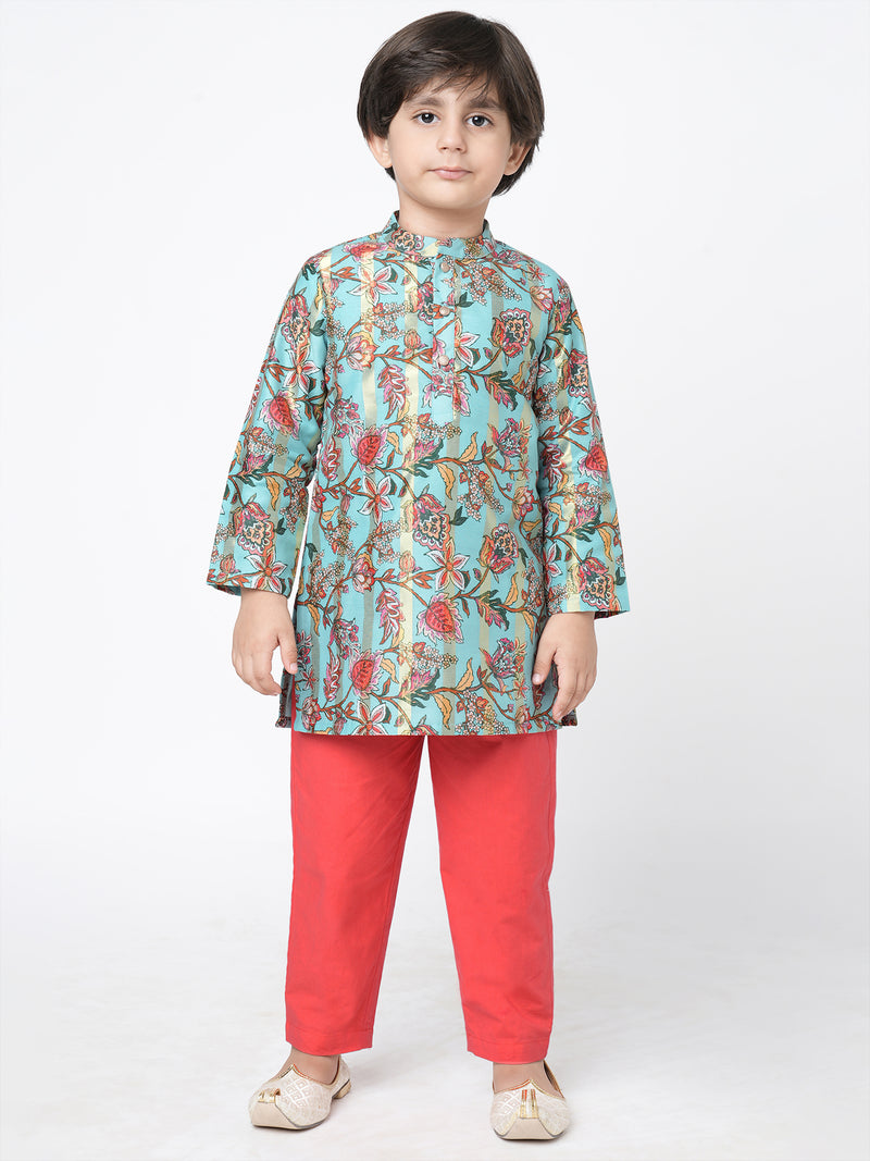 Golden Weaves Blue Kurta With Pant Set