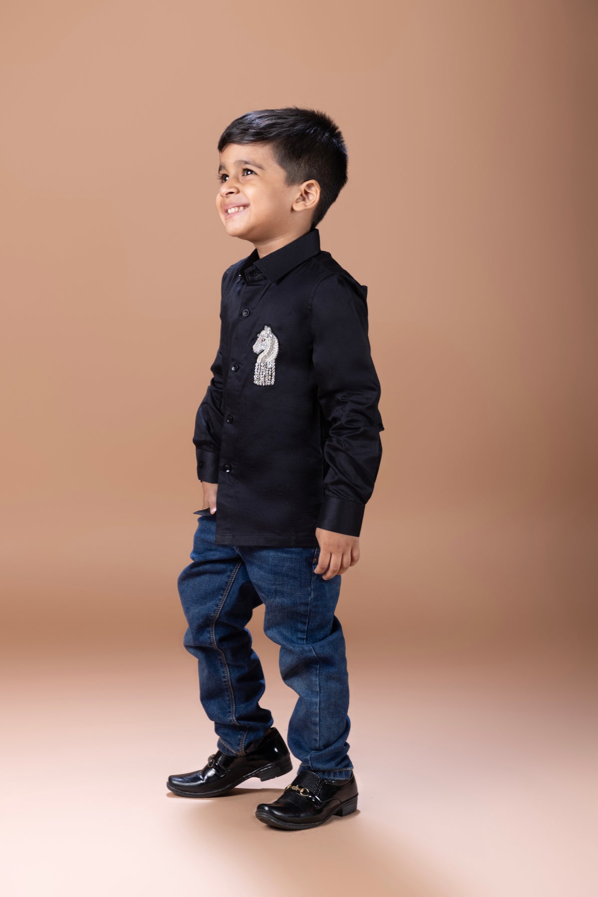 BLACK HORSE HAND EMBRODERY FULL SHIRT