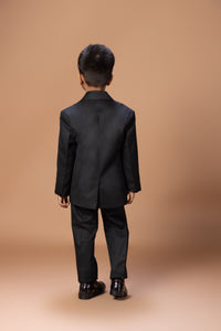 BLACK TUXEDO WITH ROSE/BIRD/FLOWER COLOURFUL HAND EMBROIDERY WITH SHIRT PANT WITH BOW TIE SET