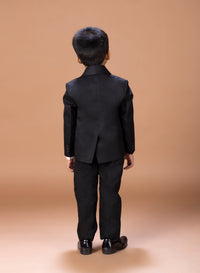 BLACK TUXEDO WITH HAND EMBROIDERY ON LAPLE AND FRONT WITH SHIRT PANT WITH BOW TIE SET