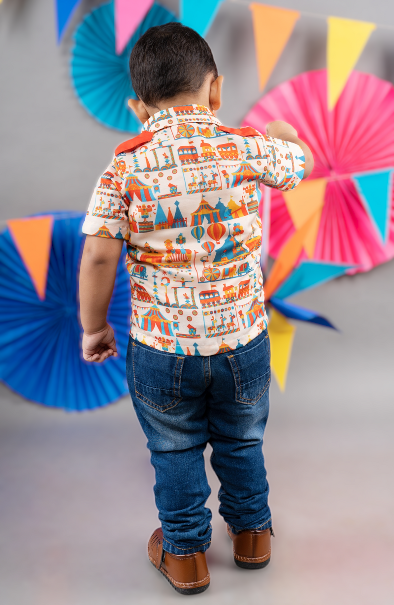 CARNIVAL CIRCUS PRINTED HALF SHIRT