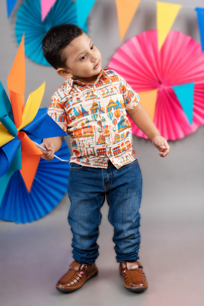 CARNIVAL CIRCUS PRINTED HALF SHIRT
