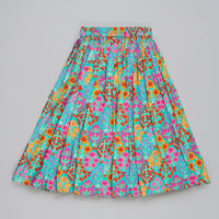 BLUE FLORAL PRINTED MIRROW WORK AND EMBROIDERED BLOUSE WITH FLORAL PRINTED GHAGARA SET