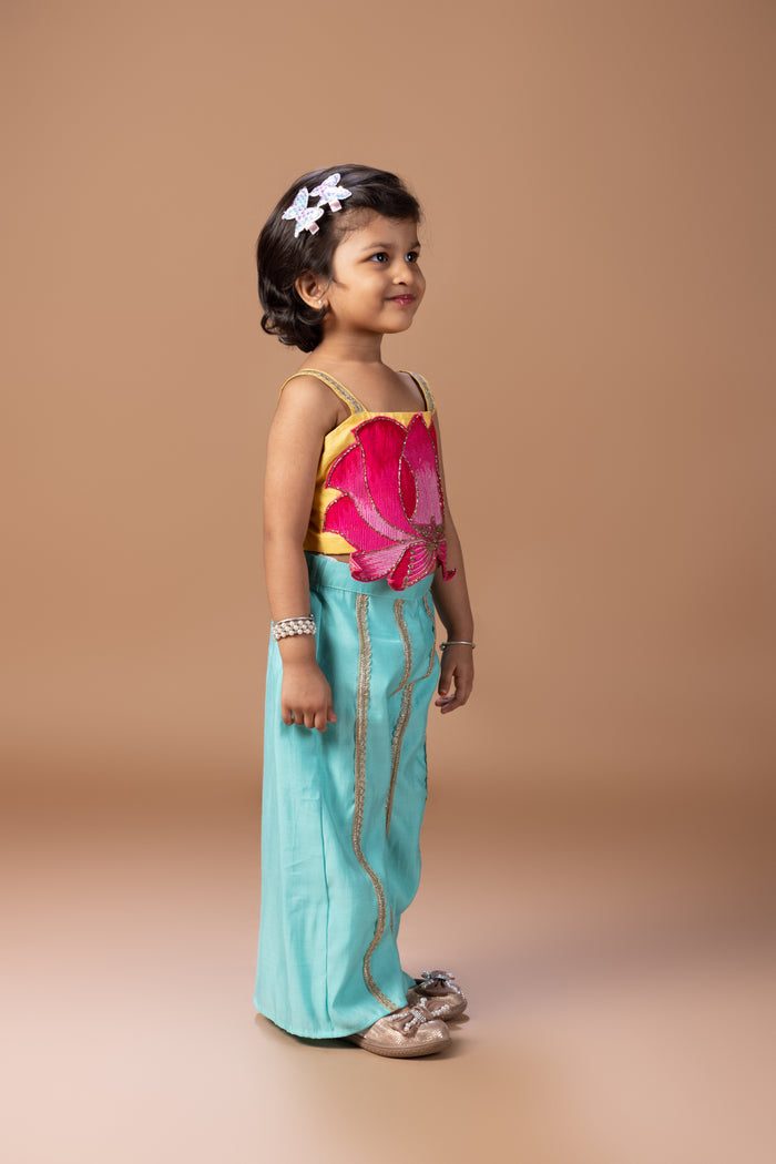 LOTUS HEAVY EMBROIDERY SPAGHETI TOP WITH PLAZO SET