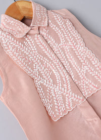 PEACH LEAFS HAND PAINTED EMBROIDERED CORD SET