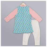 Pink Kurta With Long Open Nehru Jacket Set