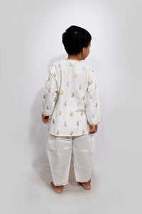 White Bunny Print Dhoon Set Boy