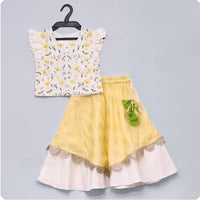 Yellow White Heavy Embroidered Ghaghra