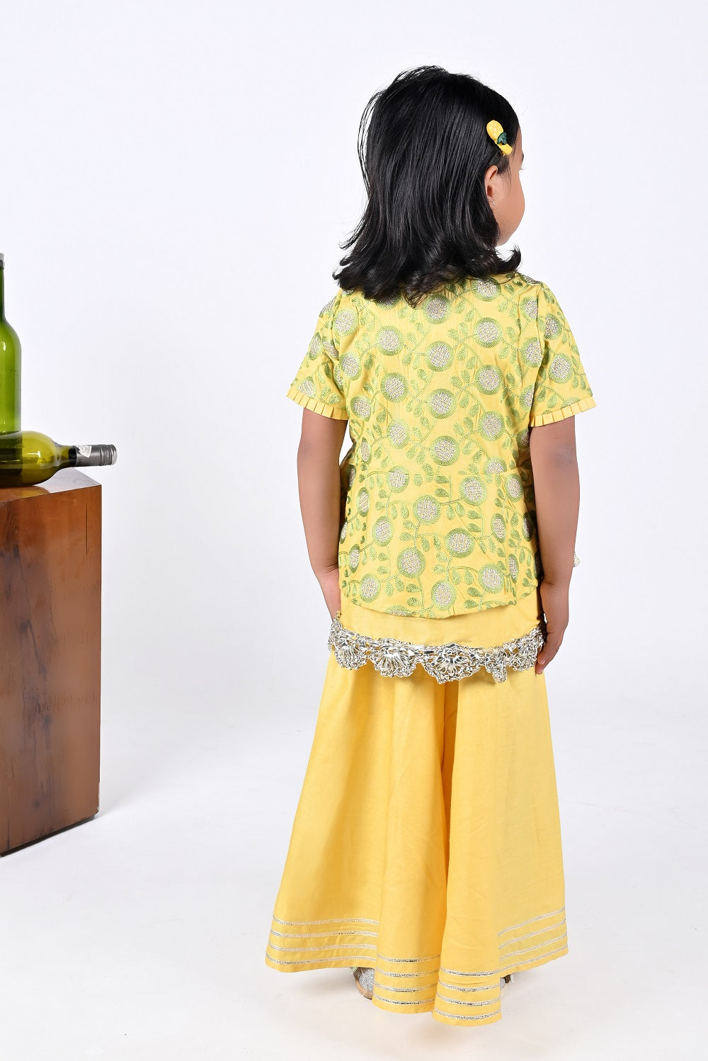 Yellow And Green Heavy Embroidered Sharara Set