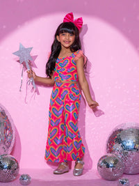 Barbie's Girls Peach Top with Pant Co-ordinate set